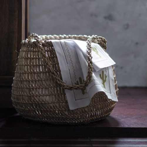 Cesta Cofo com Alça - Palha de Carnaúba - Cru