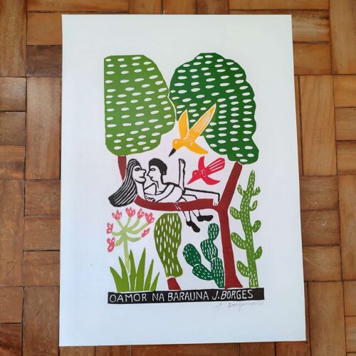 Xilogravura Mestre J Borges G - O Amor na Barauna