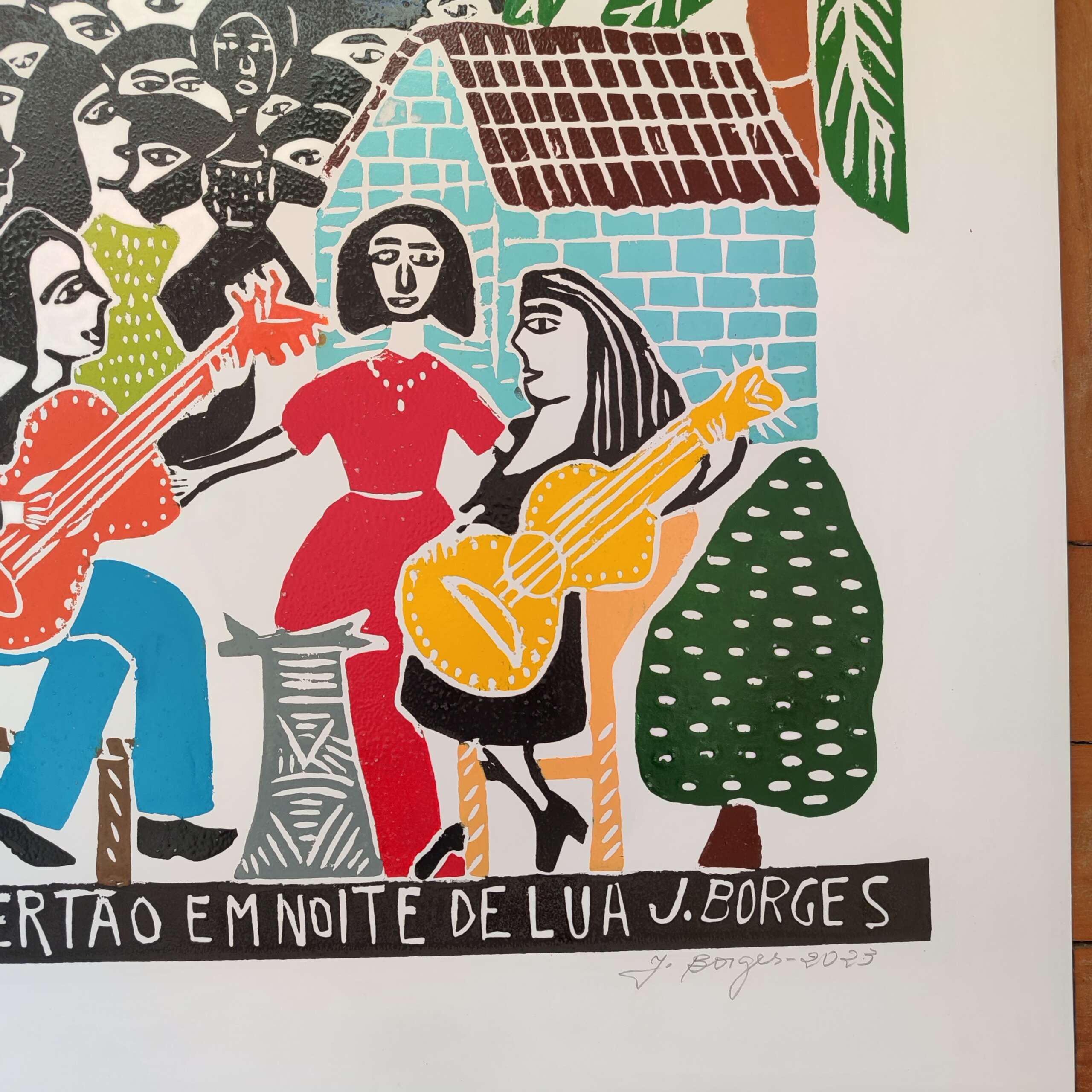 Xilogravura Mestre J Borges G - Sertão em Noite de Lua - Imagem 3