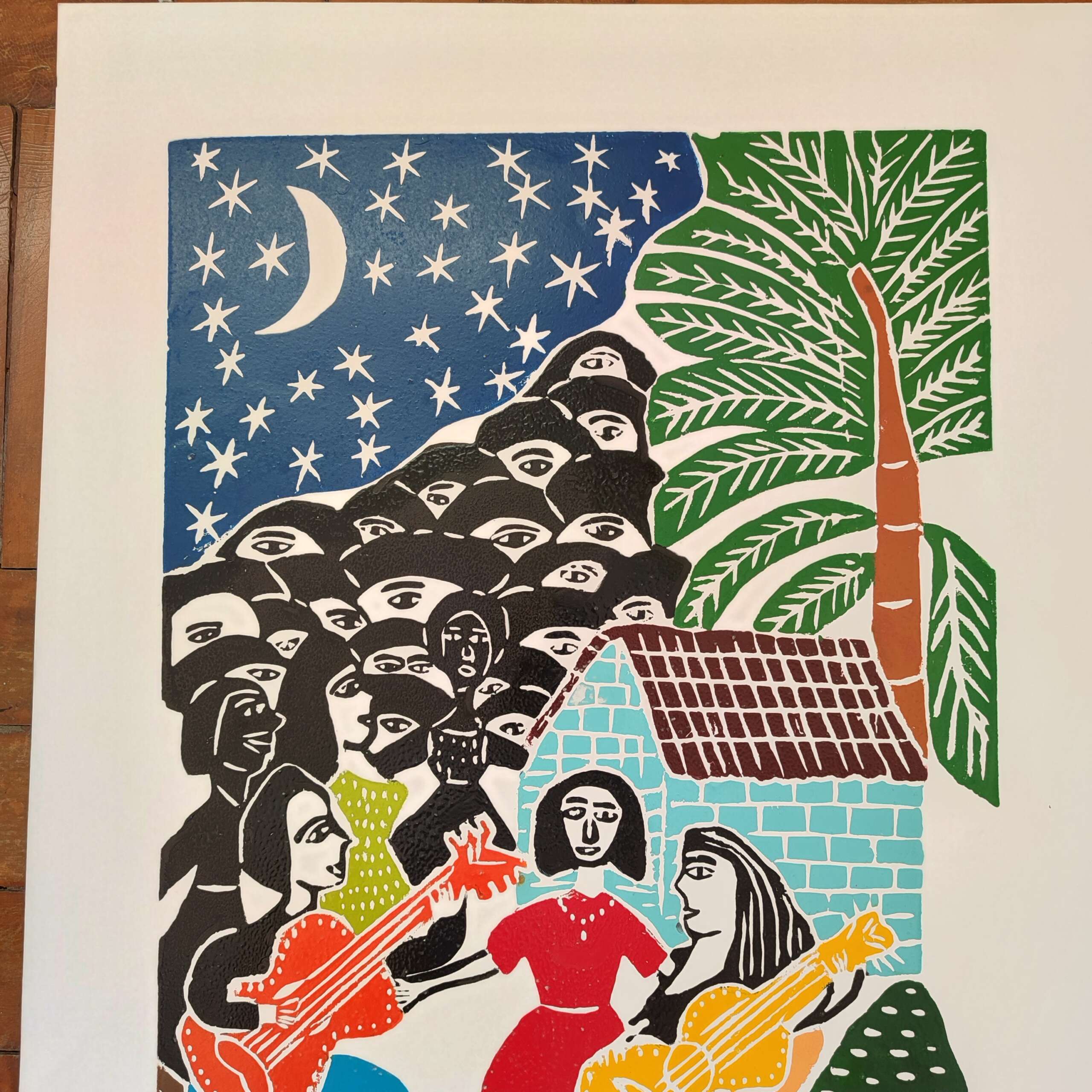 Xilogravura Mestre J Borges G - Sertão em Noite de Lua - Imagem 2
