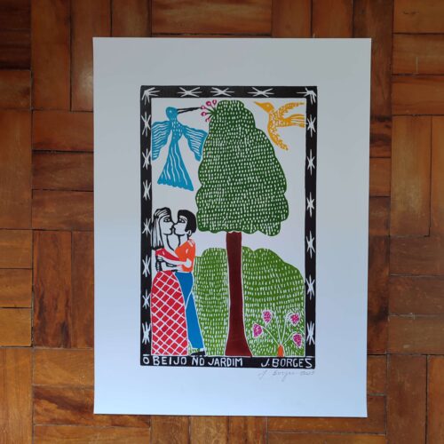 Xilogravura Mestre J Borges G - O Beijo No Jardim