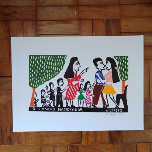Xilogravura Mestre J Borges G - O Casado Namorador