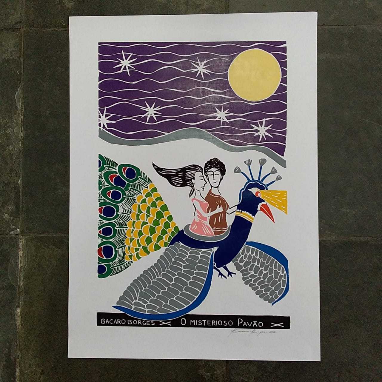 Xilogravura Bacaro Borges G - O Misterioso Pavão