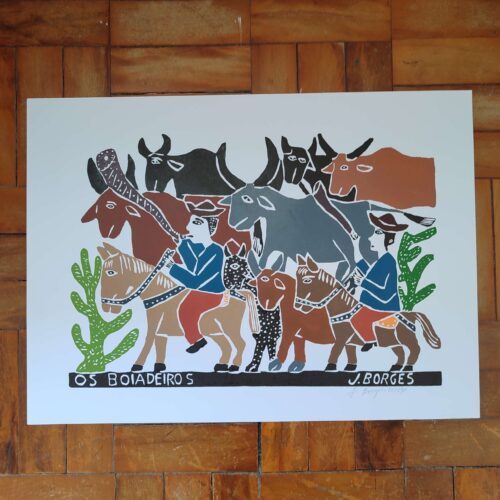 Xilogravura Mestre J Borges G - Os Boiadeiros