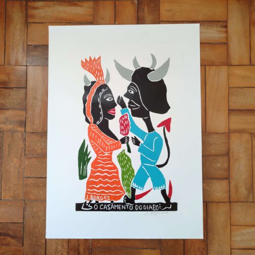 Xilogravura Mestre J Borges G - O Casamento do Diabo