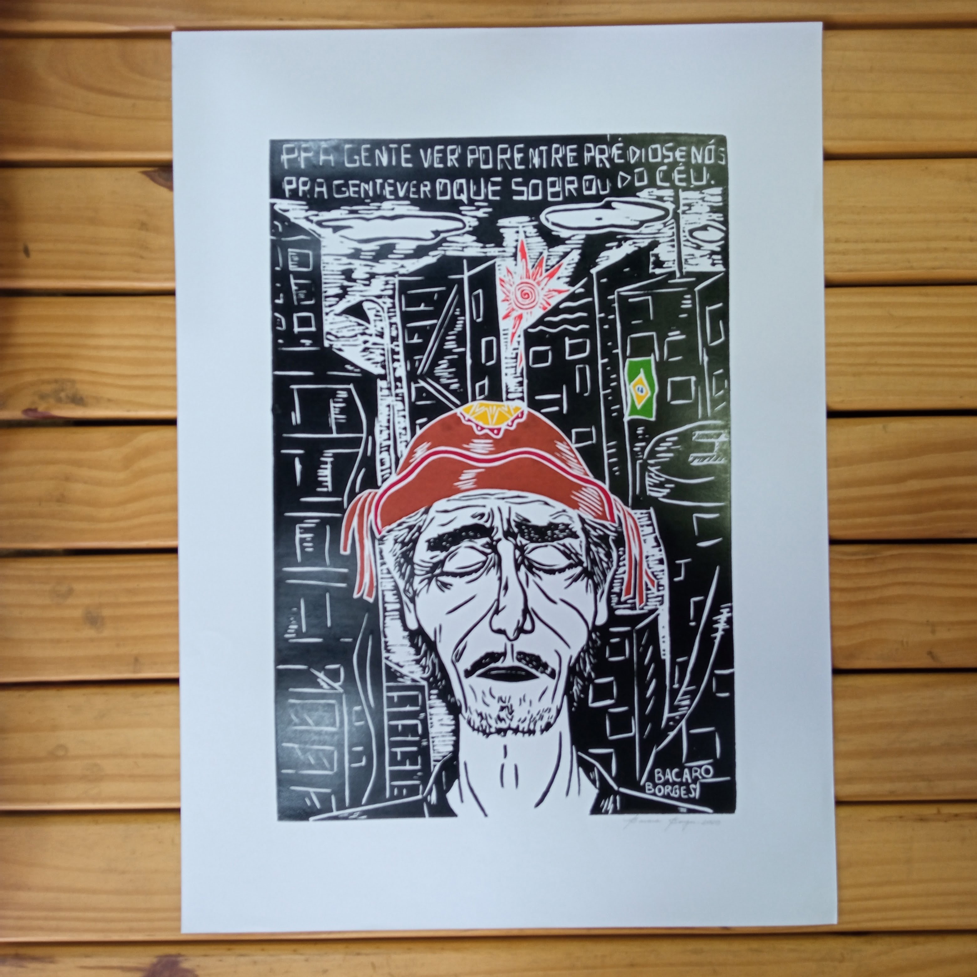 Xilogravura Bacaro Borges G - Homem