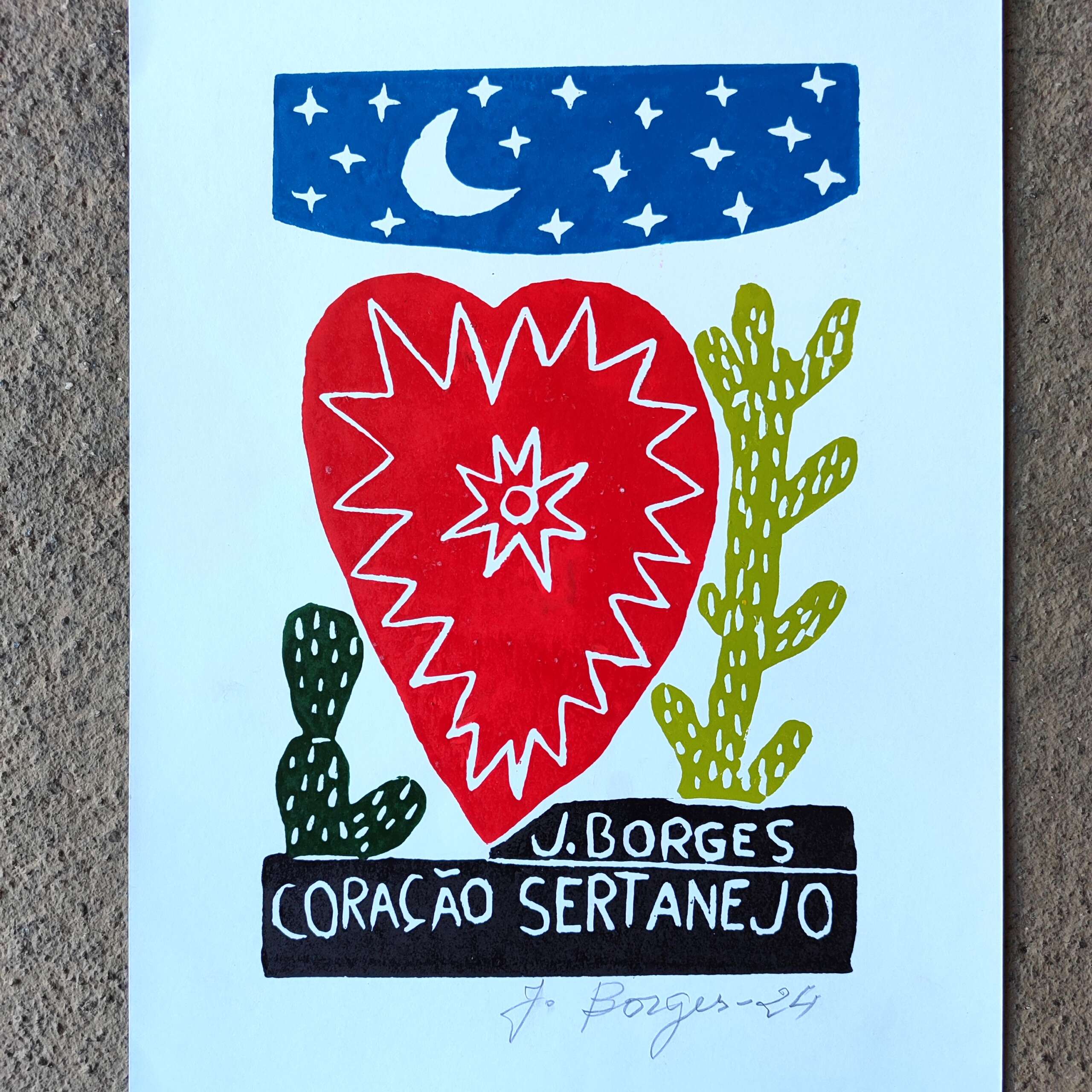Xilogravura Mestre J Borges P - Coração Sertanejo - Imagem 2
