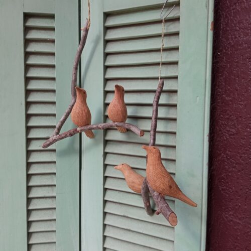Móbile Pássaro Duplo - Madeira Umburana