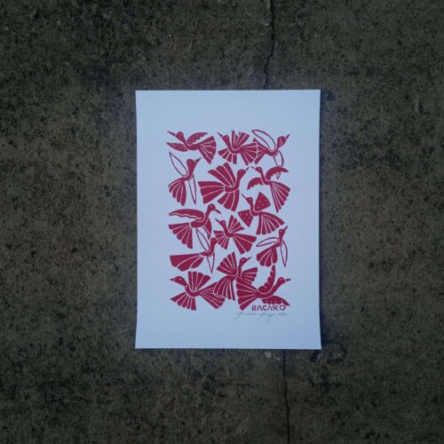 Xilogravura Bacaro Borges P - Passarinhos