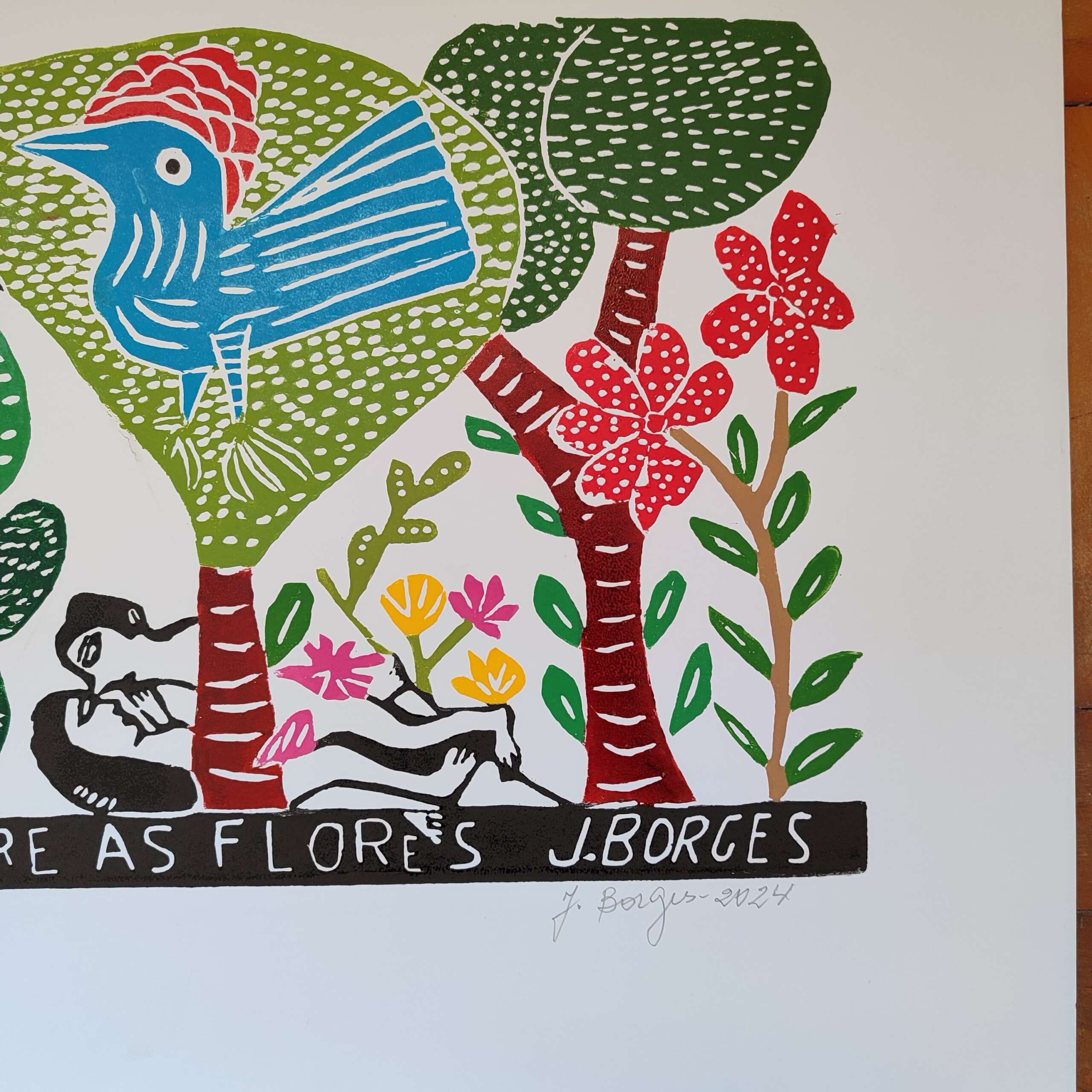 Xilogravura Mestre J Borges G - O Amor Entre as Flores - Imagem 2