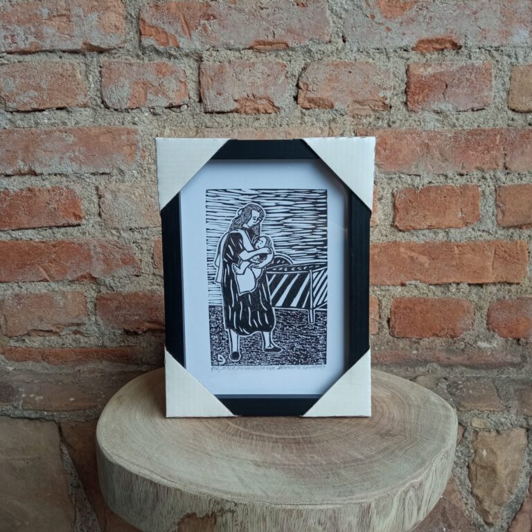 Xilogravura Lira Nordestina P - Amamentando