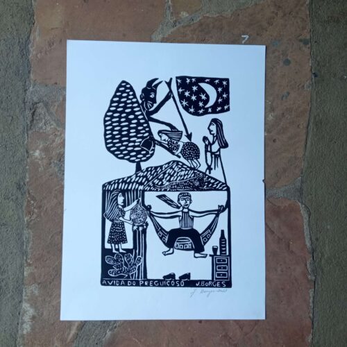 Xilogravura Mestre J Borges G - A Vida do Preguiçoso