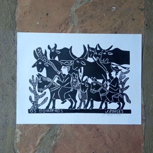 Xilogravura Mestre J Borges G - Os Boiadeiros