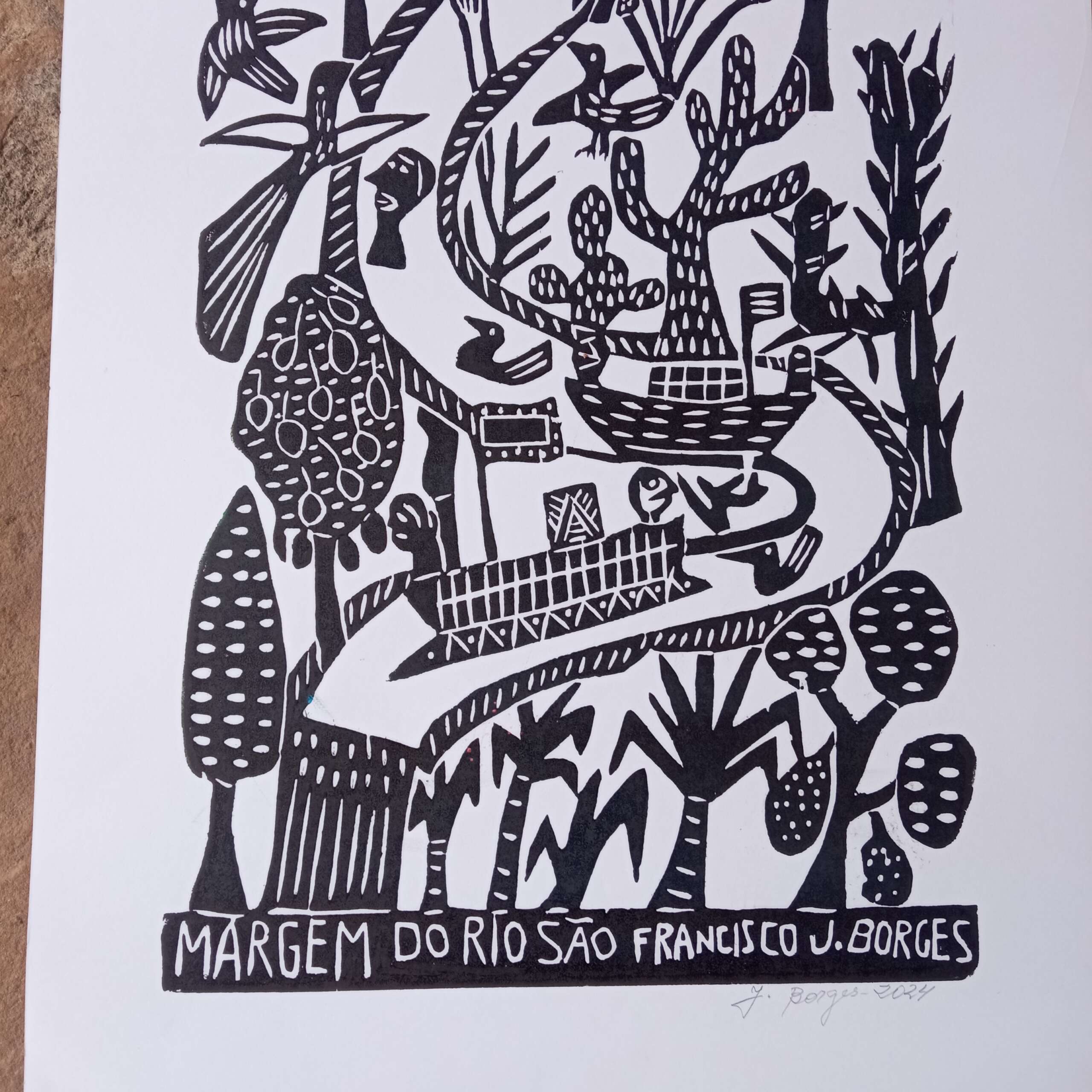 Xilogravura Mestre J Borges G - Margem do Rio São Francisco - Imagem 3