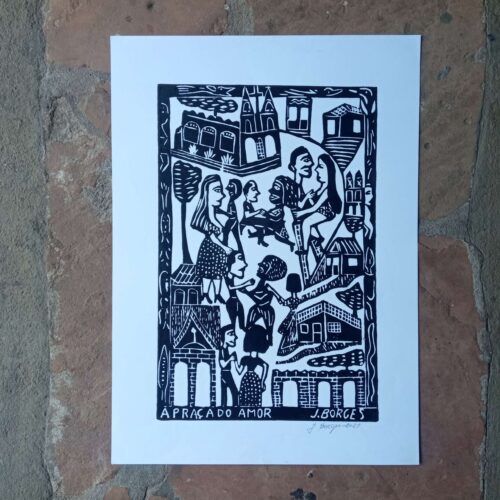 Xilogravura Mestre J Borges G - A Praça do Amor